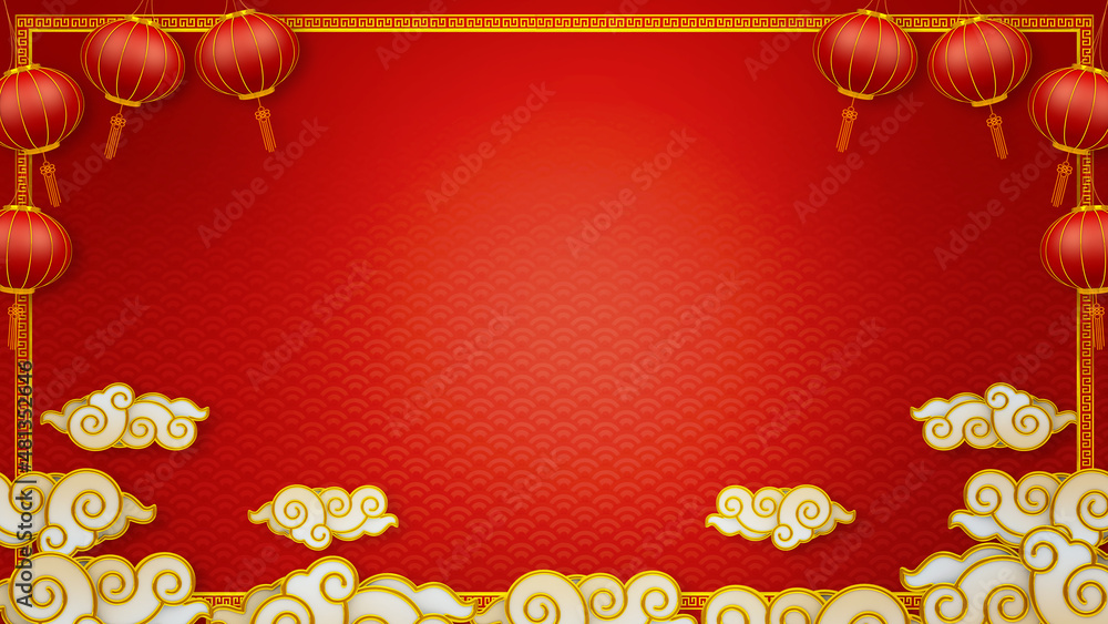 Happy chinese new year for Party and Celebrations With Space for Message Isolated in Red Background. 3D illustration, 3D rendering Happy chinese new year for Party and Celebrations With Space for Message Isolated in Red Background. 3D illustration, 3D rendering