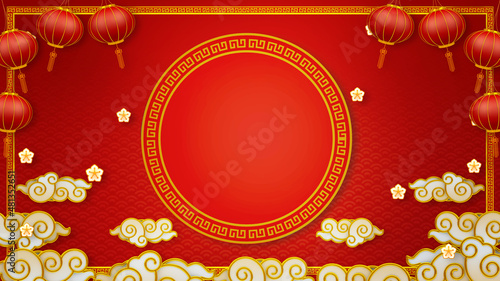 Photography Happy chinese new year for Party and Celebrations With Space for Message Isolated in Red Background