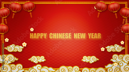 Photography Happy chinese new year for Party and Celebrations With Space for Message Isolated in Red Background