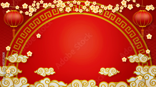 Photography Happy chinese new year for Party and Celebrations With Space for Message Isolated in Red Background