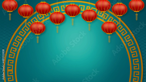 Canvas Print Happy chinese new year for Party and Celebrations With Space for Message Isolated in Red Background