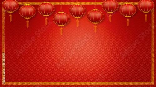 Canvas Print Happy chinese new year for Party and Celebrations With Space for Message Isolated in Red Background