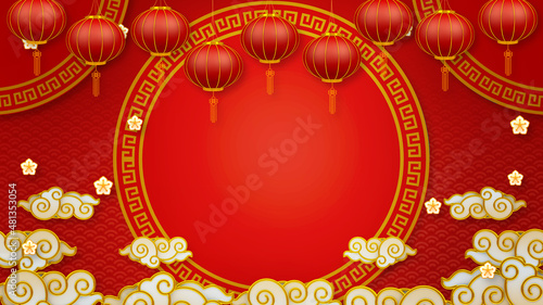 Photography Happy chinese new year for Party and Celebrations With Space for Message Isolated in Red Background