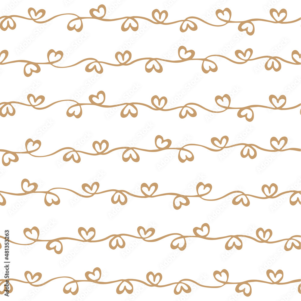 Festive doodle with golden hearts pattern for luxury and wealth for texture