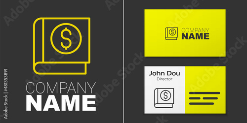 Logotype line Financial book icon isolated on grey background. Logo design template element. Vector