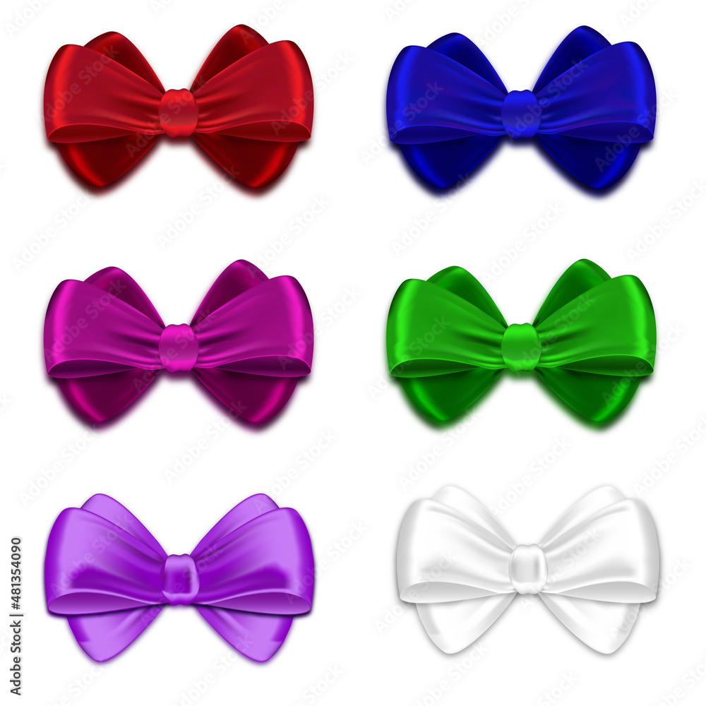 Vector collection of six bows