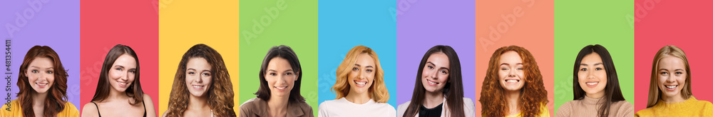 Set of beautiful multiracial young ladies portraits Set of beautiful multiracial young ladies portraits