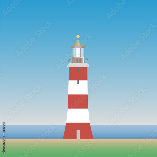 Smeaton's Tower lighthouse in Plymouth. Simplified vector illustration photo