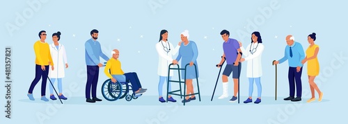 Obraz na plátně Disabled man sitting in wheelchair