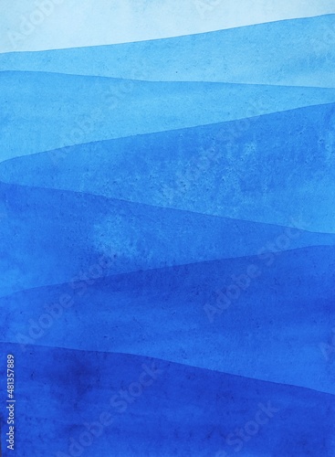 Blue abstract background watercolor hand drawn