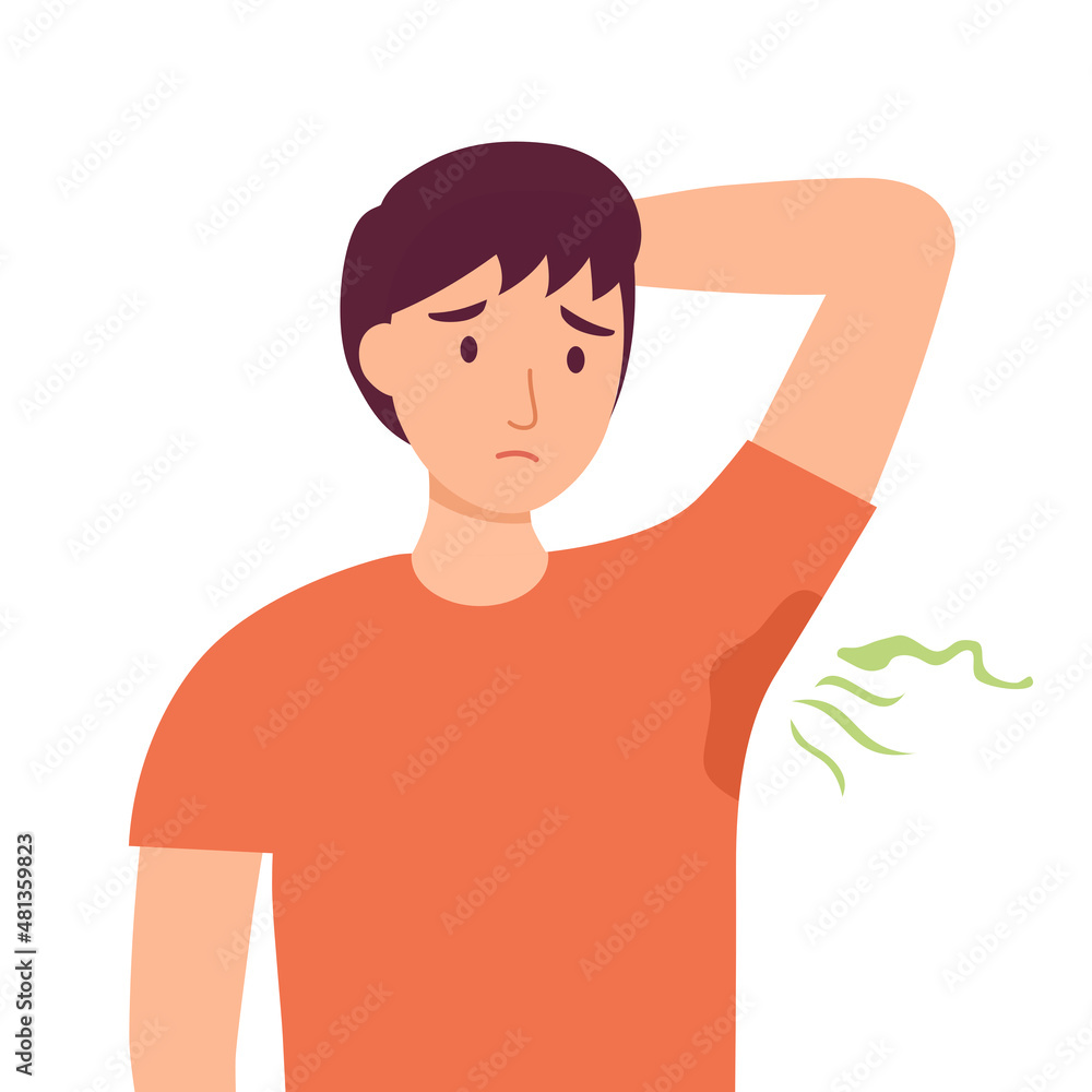 Vecteur Stock Terrible smell armpit concept vector illustration on