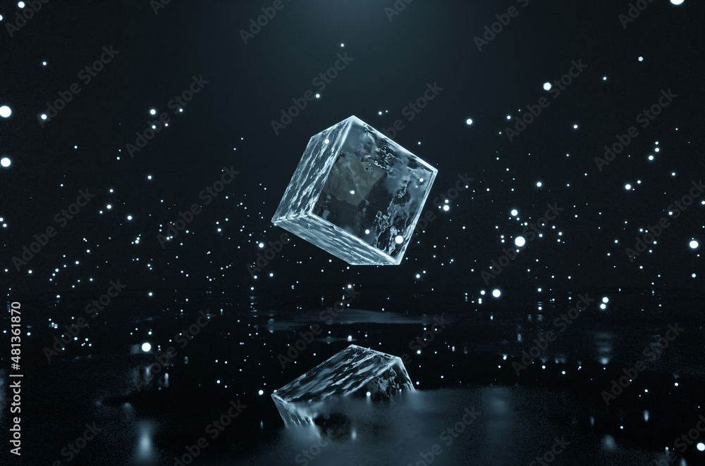Naklejka premium Abstract geometric wallpaper. 3D cube in space