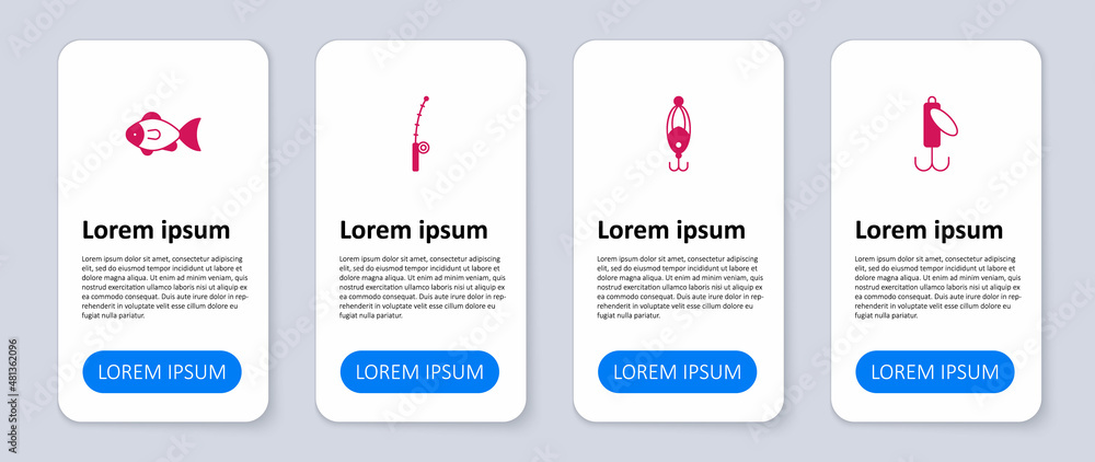 Set Fishing lure, rod and . Business infographic template. Vector Set Fishing lure, rod and . Business infographic template. Vector