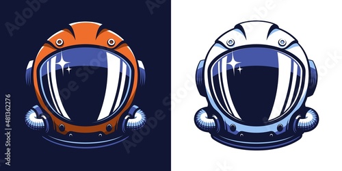 Space helmet in retro style. Astronaut vintage mask. Vector illustration.