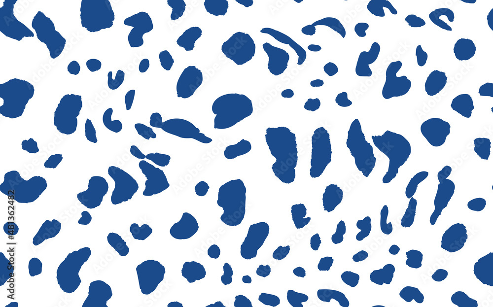 Abstract modern leopard seamless pattern. Animals trendy background. White and blue decorative vector stock illustration for print, card, postcard, fabric, textile. Modern ornament of stylized skin