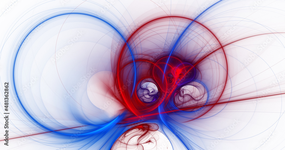 Abstract colorful blue and purple shapes. Fantasy light background. Digital fractal art. 3d rendering.	