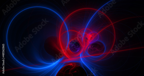 Abstract colorful blue and purple shapes. Fantasy light background. Digital fractal art. 3d rendering. 