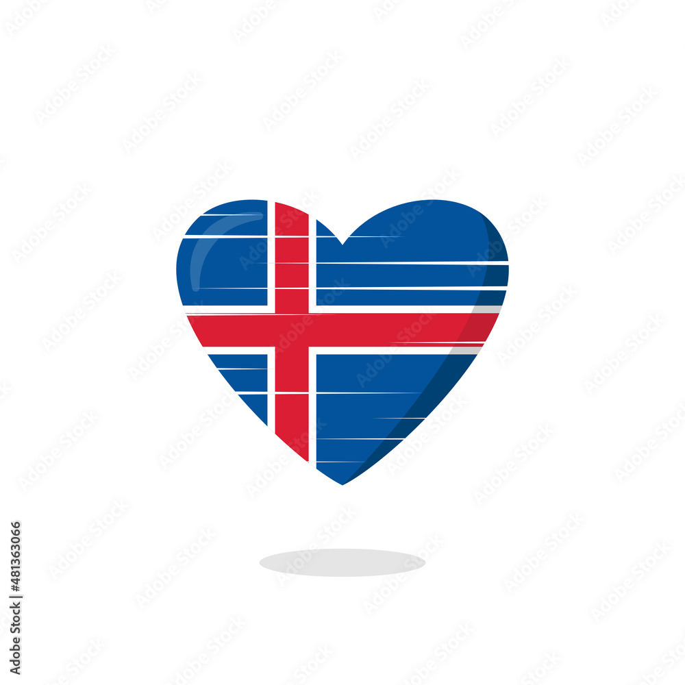 Iceland flag shaped love illustration