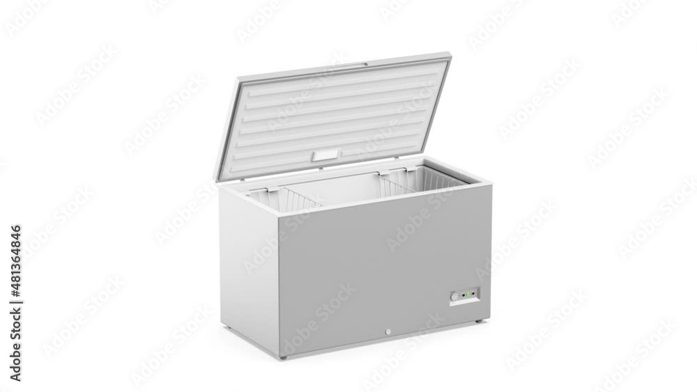 Silver deep freezer on white background Silver deep freezer on white background
