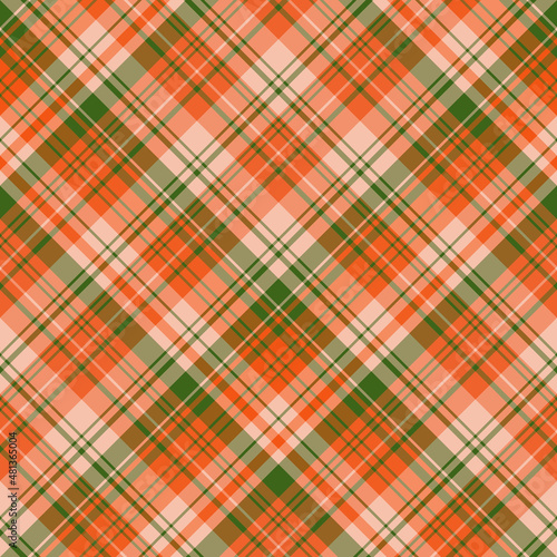 Seamless pattern in orange and green colors for plaid, fabric, textile, clothes, tablecloth and other things. Vector image. 2