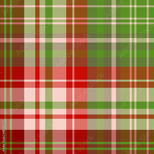 Seamless pattern in red and green colors for plaid, fabric, textile, clothes, tablecloth and other things. Vector image.