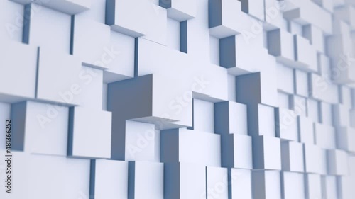 White modern shiny abstract geometrical cube array wave pattern background - loopable
