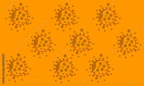 Orange virus illustration on dark orange background color