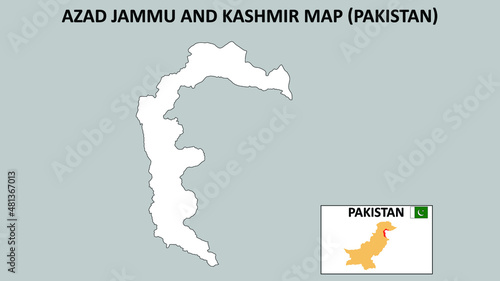 Azad Jammu and Kashmir Map. Azad Jammu and Kashmir Map Pakistan with white background and line map. photo