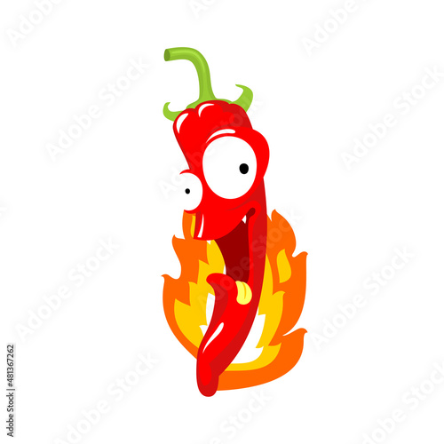 Cartoon red hot chili pepper character
