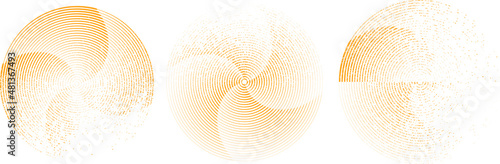 Grunge lines in Circle Form . Spiral Vector Illustration .Textured round Logo . Design element . Abstract Geometric circular shapes .Rotating grunge radial line. Concentric circles