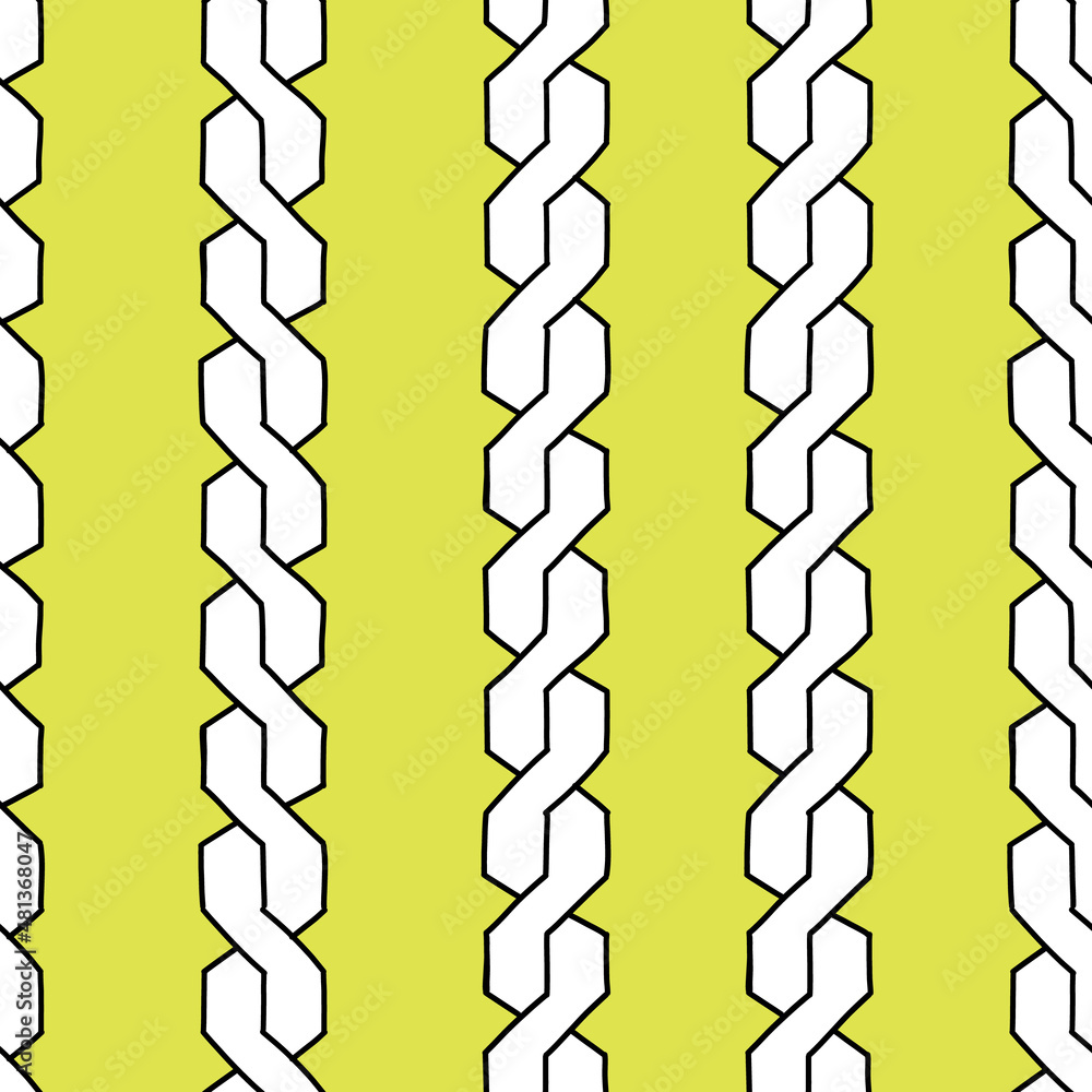 Cute 90s vibe seamless pattern with hand-drawn chains on neon yellow-green background. Cute 90s vibe seamless pattern with hand-drawn chains on neon yellow-green background.