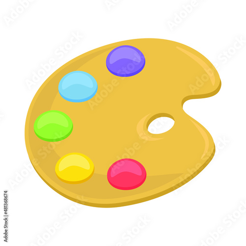 Paint Palette Sign Emoji Icon Illustration. Art Vector Symbol Emoticon Design Clip Art Sign Comic Style.
