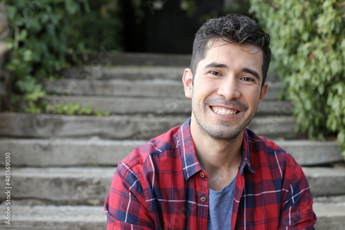 Cute South American man headshot