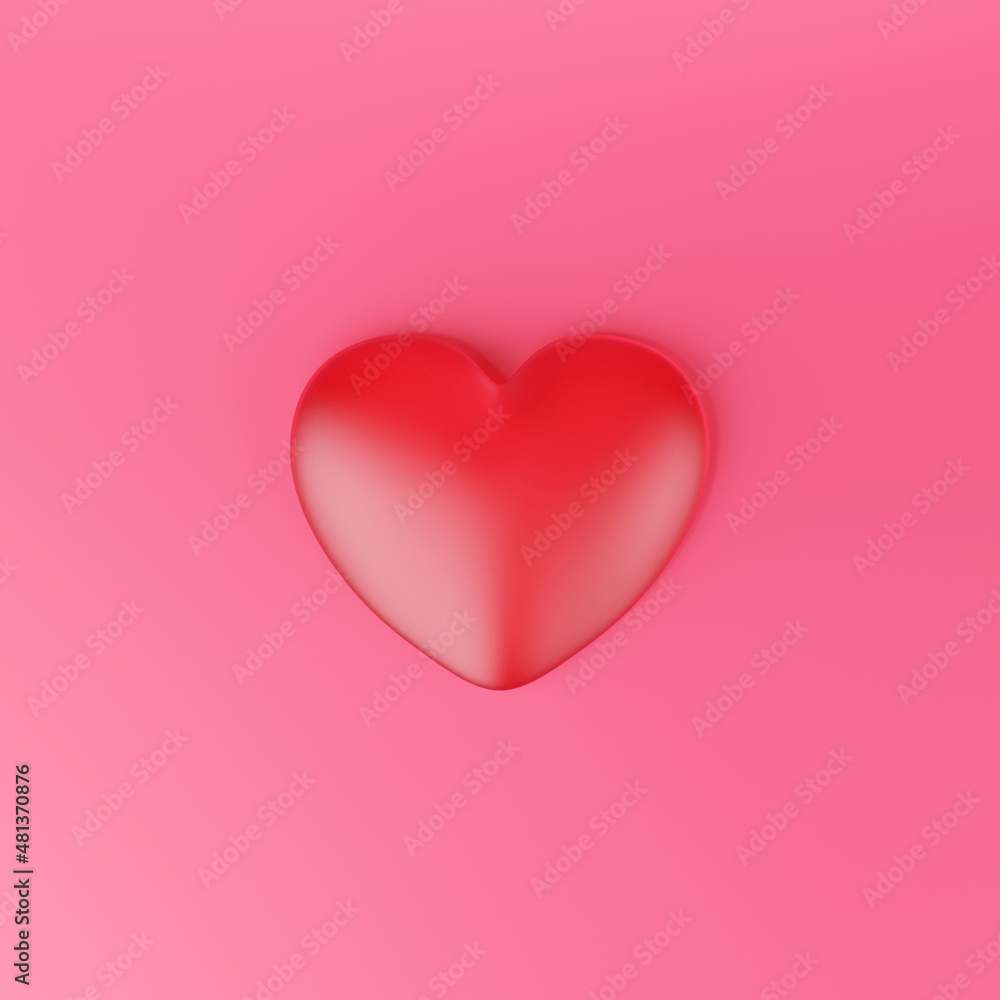 3d render of heart on a red background