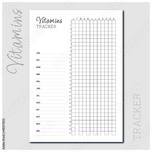 Vitamins tracker from a collection of simple design planners and trackers to every day use, home essentials and wellness essentials. 

For exclusive designs: www.renatapaulo.com