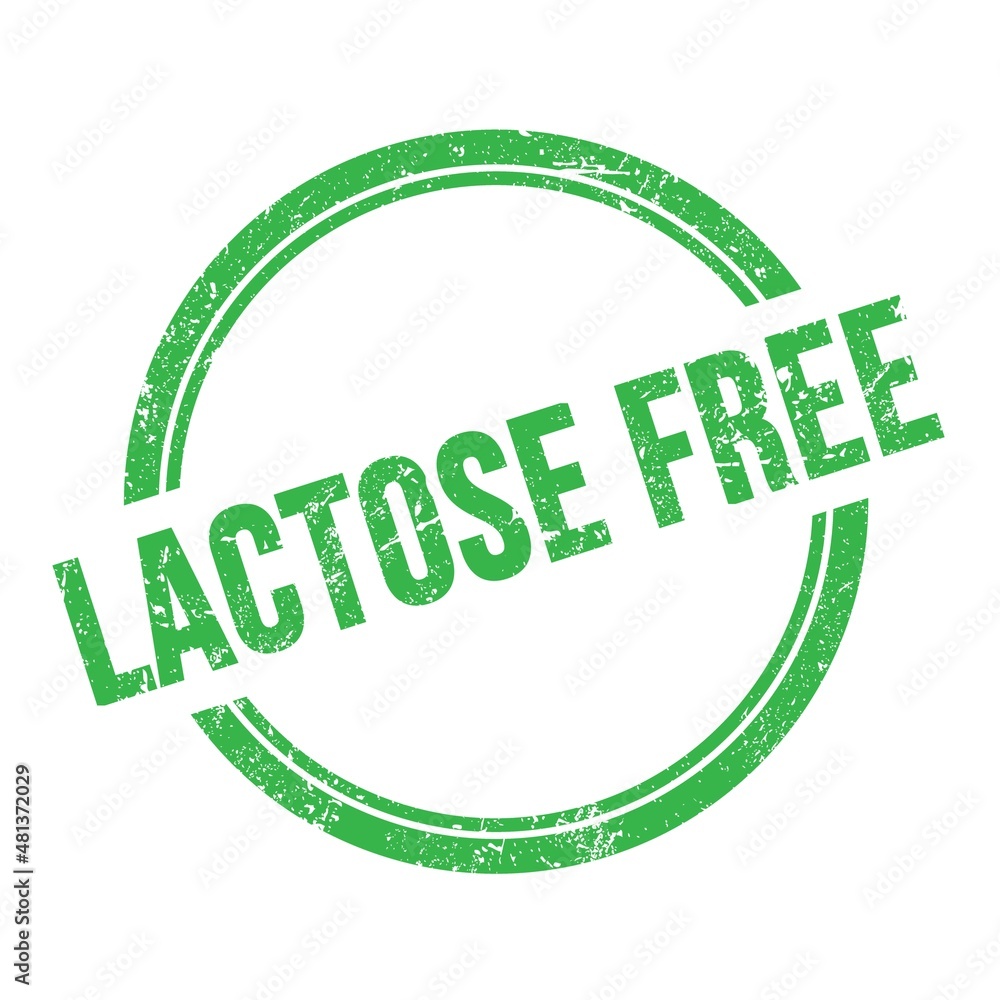 LACTOSE FREE text written on green grungy round stamp. LACTOSE FREE text written on green grungy round stamp.