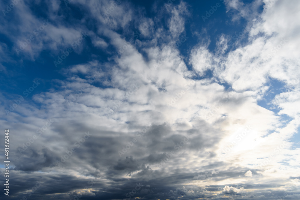 beautiful dark dramatic sky with stormy clouds before the rain or snow