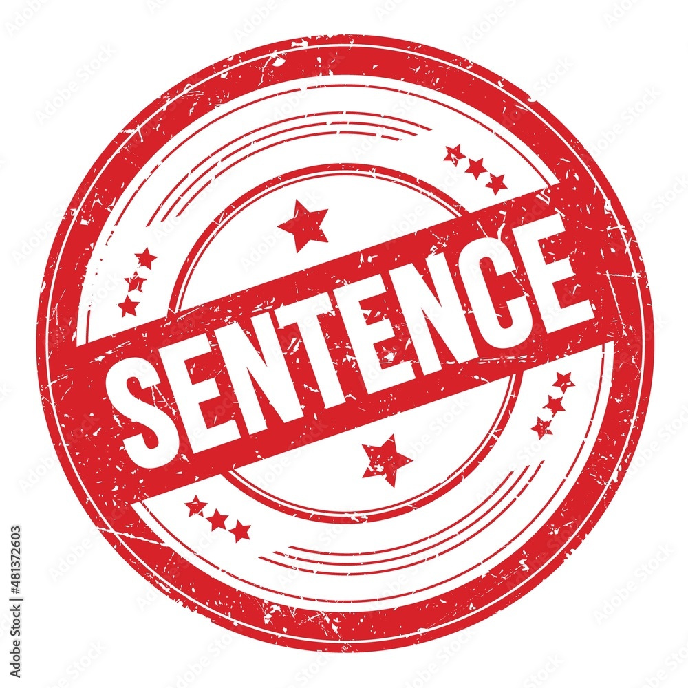 SENTENCE text on red round grungy stamp. Stock Illustration