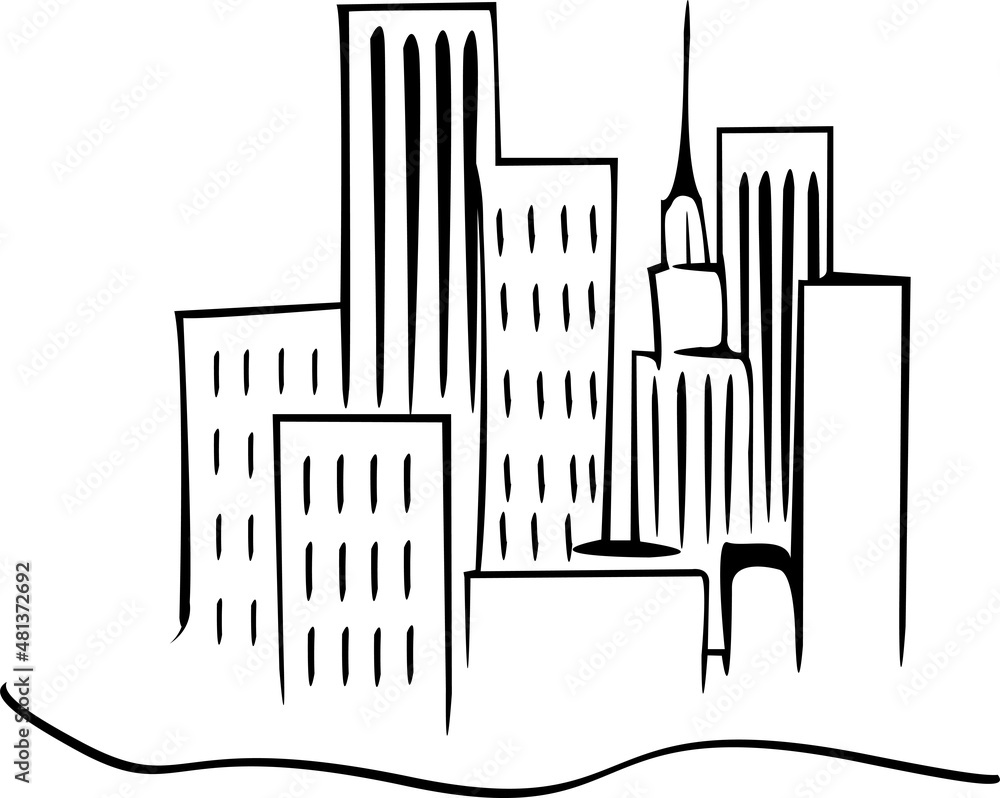 Obraz premium The island town consists of many tall buildings with many windows 