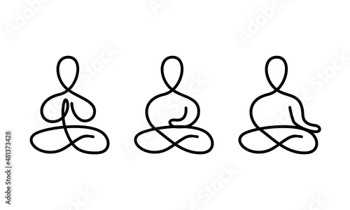 Continuous one line drawing meditation sitting set