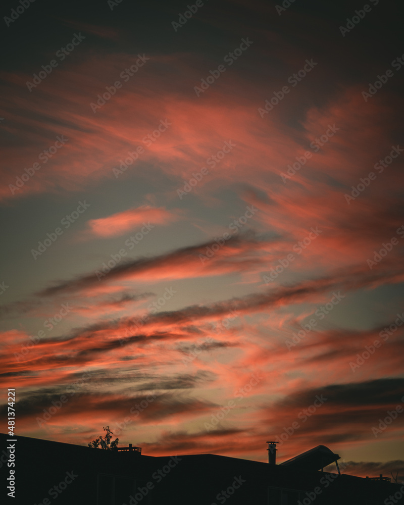 Fototapeta premium Pink orange cotton candy sunset