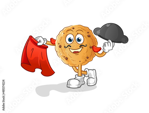 cookie matador with red cloth illustration. character vector