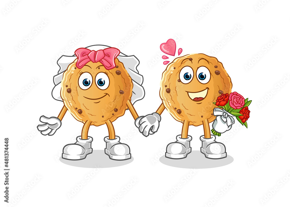 Fototapeta premium cookie wedding cartoon. cartoon mascot vector