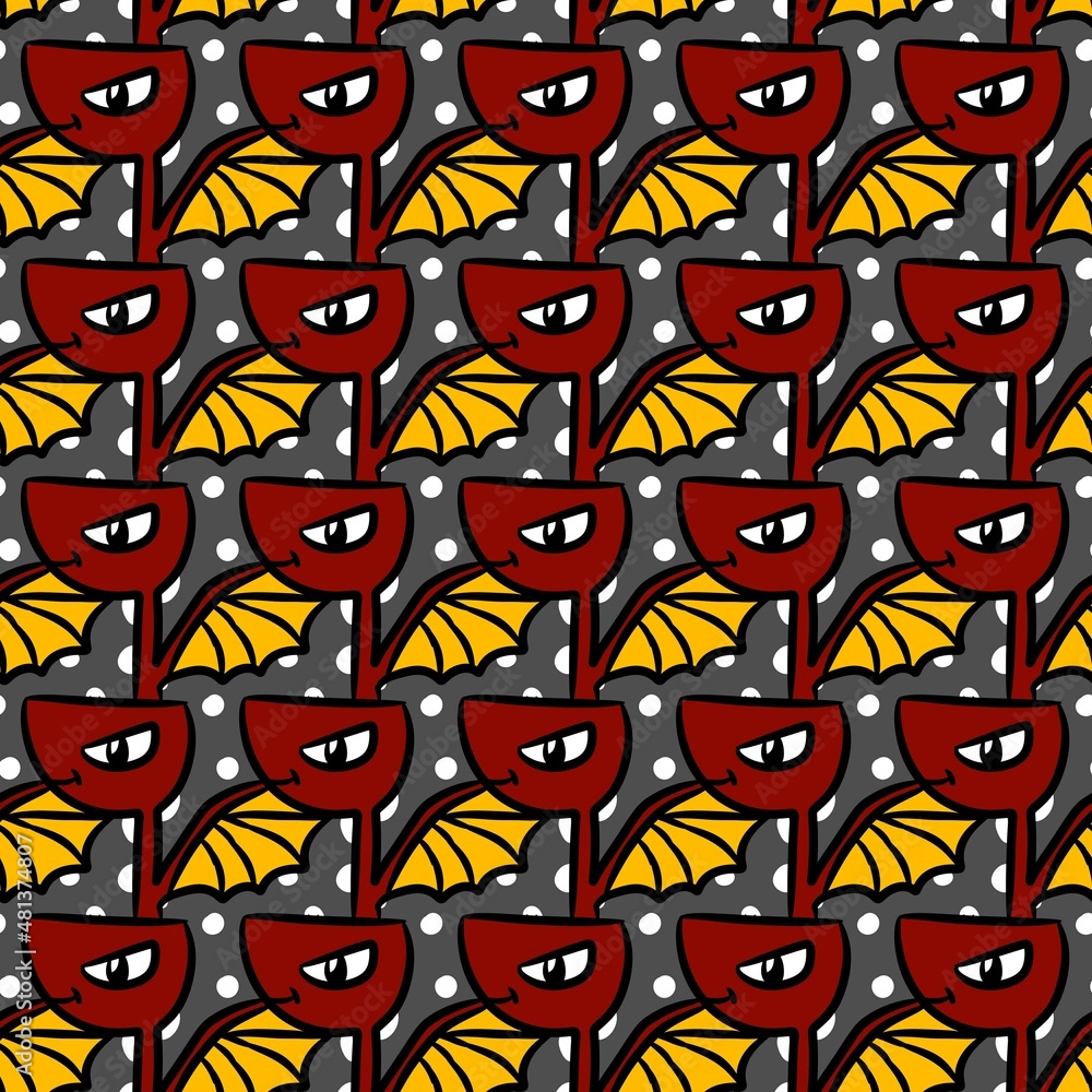 Fototapeta premium seamless pattern of cute dragon cartoon