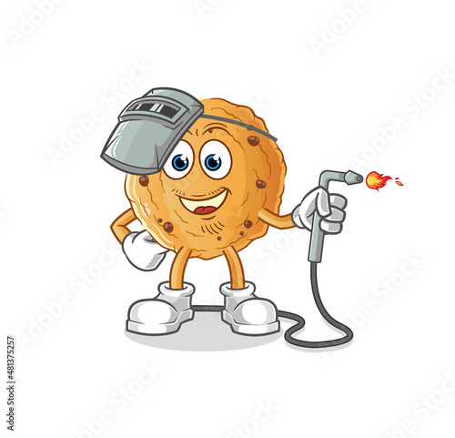 cookie welder mascot. cartoon vector