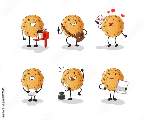 cookie postman set character. cartoon mascot vector