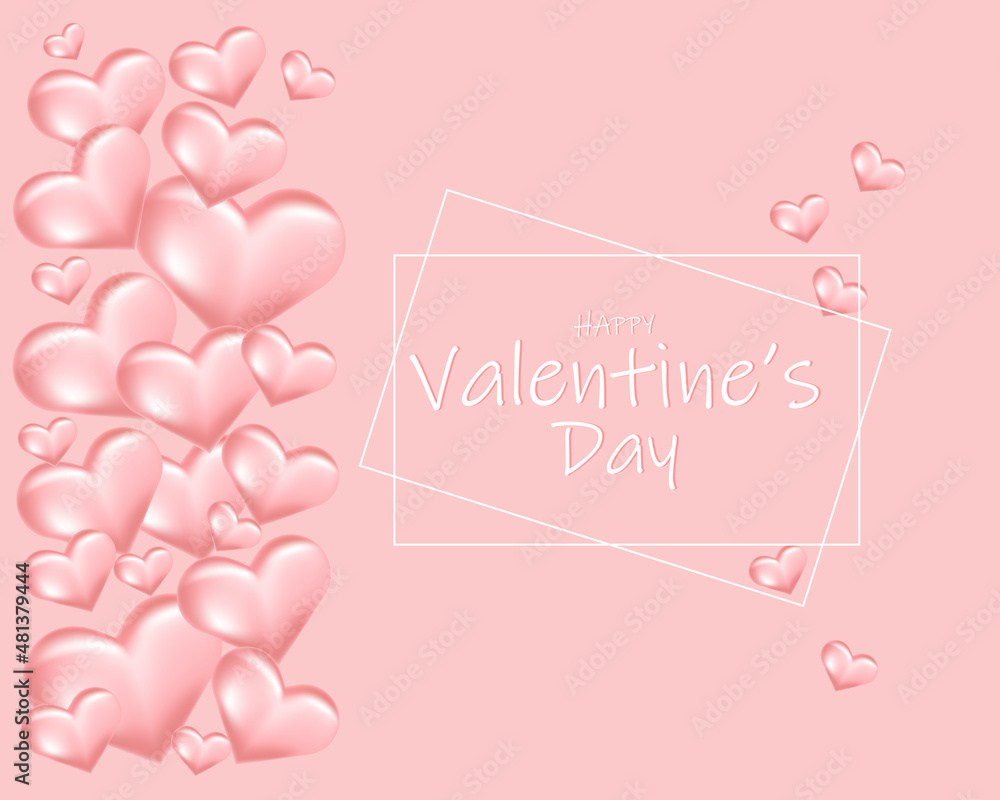 Valentine's day background with heart-shaped balloons. It can be used for invitations, banners, greeting cards.Vector illustration.