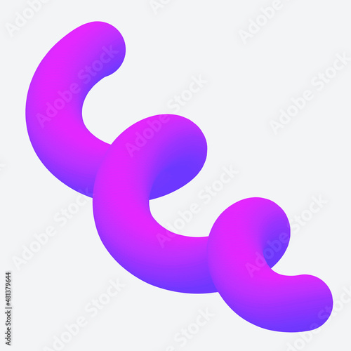 Vector 3D gradient spiral heart. Abstract colorful spiral. Abstract 3D shape. Modern color of 2022