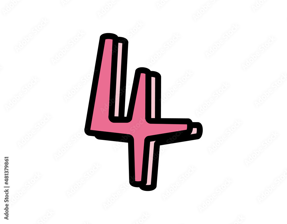 Fototapeta premium 数字のイラスト 手書き ベクターイラスト 4