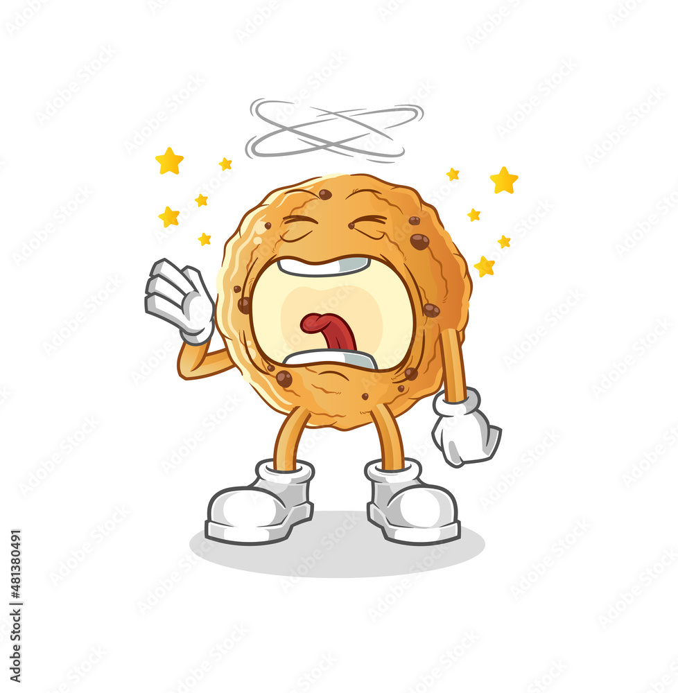 cookie yawn character. cartoon mascot vector cookie yawn character. cartoon mascot vector